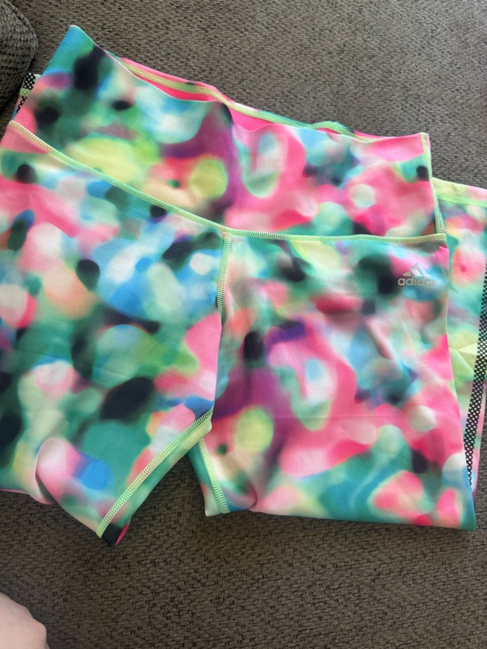 adidas Pink and Green Tie-Dye Athletic cropped leggings